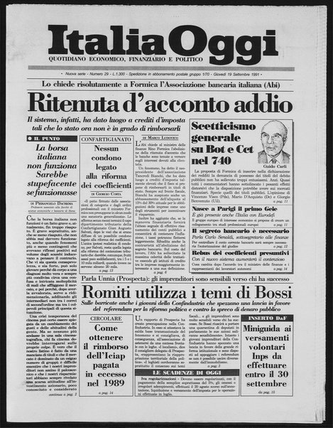 Italia oggi : quotidiano di economia finanza e politica